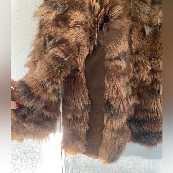 Vintage Real Brown/Tan Fur Jacket Women's Large - Picture 5 of 12